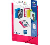 Viquel - Chemise en plastique à élastique - Pochette personnalisable - Format A4 - Qualité supérieure - Fabriqué en France - Rouge framboise translucide (Lot de 5)