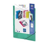 Viquel - Chemise en plastique à élastique - Pochette personnalisable - Format A4 - Qualité supérieure - Fabriqué en France - Vert turquoise translucide