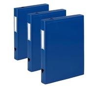 Viquel - Class Doc dos 4cm - Boîte de classement en plastique résistant - Boite à archive fermeture pression - Fabriqué en France - Bleu (Lot de 3)
