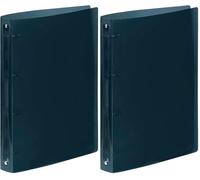 Viquel - Classeur souple A4 avec 4 anneaux - Dos de 3,5 cm - Noir translucide (Lot de 2)