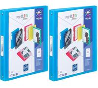 Viquel - Classeur souple en plastique 4 anneaux - Classeur personnalisable dos 3,5cm - Etiquette d'identification - Format A4 - Qualité supérieure - Fabriqué en France - Bleu translucide (Lot de 2)