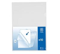 Viquel - Lot de 10 pochettes coin A4 - Pochette de protection pour documents A4 - Incolore