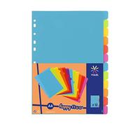 Viquel - Lot de 12 intercalaires en plastique - Format A4 (21x29,7cm) - Pour classeur A4 - Coloris fluo