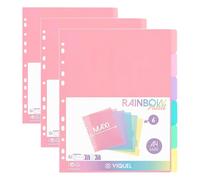 Viquel - Lot de 18 intercalaires en plastique Rainbow Pastel - Maxi format (24,5x30,5cm) - Pour classeur A4 Maxi format ou classeur à levier - Coloris pastel
