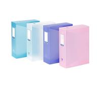 Viquel - Lot de 4 boites de classement en plastique - Lot 4 à archive grande capacité - Boites de rangement assorties Propysoft - Dos de 10cm