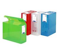 Viquel - Lot de 4 boites de classement en plastique - Lot 4 boites à archive grande capacité - Boites de rangement assorties - Dos de 12 cm - Fabriqué en France