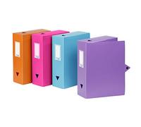 Viquel - Lot de 4 Boîtes de Classement en Polypropylène - Dos 100 mm - Couleurs Assorties - Format A4 - Modèle Class Docs (Réf. 097716-49)