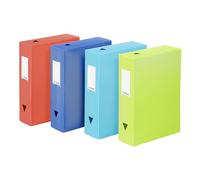 Viquel - Lot de 6 Boites de classement en plastique FEEL'EASY - Boite à archive grande capacité - Boite de rangement CLASS DOC - Dos de 8cm - 4 couleurs