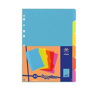 Viquel - Lot de 6 intercalaires en plastique - Format A4 (21x29,7cm) - Pour classeur A4 - Coloris fluo