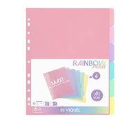 Viquel - Lot de 6 intercalaires en plastique Rainbow Pastel - Maxi format (24,5x30,5cm) - Pour classeur A4 Maxi format ou classeur à levier - Coloris pastel