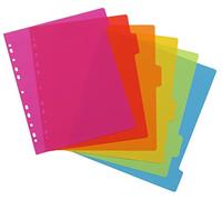 VIQUEL - Lot de 6 Intercalaires Polypropylène A4 Maxi HAPPY FLUO - Multicolores Fluo - Robustes et Durables pour Organisation de Documents