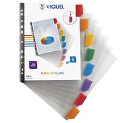 Pochettes intercalaires perforées Viquel Rainbow A4 - polypropylène 8/100e - 8 onglets multicolores - 1 jeu