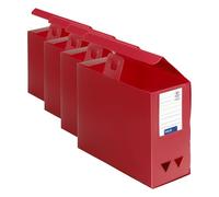 Viquel Maxi Doc - Boîte De Classement Boite de rangement Boite archive en plastique polypropylène - Boite grande capacité - dos 120 mm - Rouge (Lot de 4)