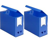 Viquel Maxi Doc - Boîte De Classement Boite de rangement Boite archive en plastique polypropylène - Boite grande capacité - dos 120 mm - Bleu (Lot de 2)
