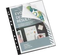 Viquel - Pochettes perforées reliées pour classeur A4 - Porte documents 40 vues - Noir (Lot de 6)