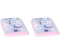 Viquel - Protège documents personnalisable - Reliure Format A4 - Porte vues 60 Vues (30 pochettes) Propysoft - Pochettes transparentes et lisses - Rose translucide (Lot de 2)