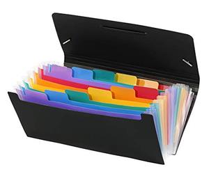 Viquel Rainbow Class - Trieur Accordéon de Bureau, Porte Document 12 Positions, Organisateur de Bureau Extensible, Trieur Format Chèque en Plastique, 26 x 13 cm