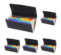 Viquel Rainbow Class - Trieur Accordéon de Bureau - Porte document 6 Positions - Organisateur de Bureau extensible - Trieur format Chèque en Plastique Noir (Lot de 5)