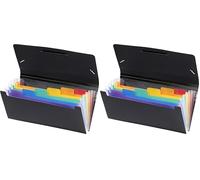 Viquel Rainbow Class - Trieur Accordéon de Bureau - Porte document 6 Positions - Organisateur de Bureau extensible - Trieur format Chèque en Plastique Noir - 26 x 13 cm (Lot de 2)
