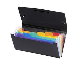 Viquel Rainbow Class - Trieur Accordéon de Bureau - Porte document 6 Positions - Organisateur de Bureau extensible - Trieur format Chèque en Plastique Noir