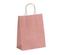 Viquel - Sac Kraft petit format 18x24x8cm - Sac kraft avec poignée torsadée Rose - Lot de 50 sacs en papier - Rose poudré