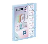Viquel - Trieur 12 compartiments A4 personnalisable Propysoft - Fermeture élastique - Bleu translucide