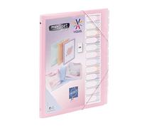 Viquel - Trieur 12 compartiments A4 personnalisable Propysoft - Fermeture élastique - Rose translucide