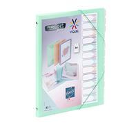 Viquel - Trieur 12 compartiments A4 personnalisable Propysoft - Fermeture élastique - Vert translucide