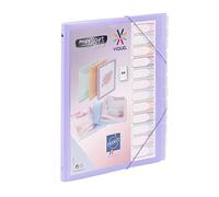 Viquel - Trieur 12 compartiments A4 personnalisable Propysoft - Fermeture élastique - Violet translucide