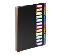 Viquel Trieur à élastiques Rainbow Class 12 compartiments A4 en polypropylène -Noir/ multicolore
