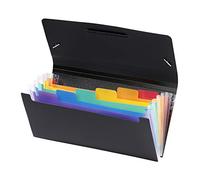 Viquel - Trieur accordéon de bureau extensible en plastique noir Rainbow Class - 6 compartiments - Format chèque (26x13cm)