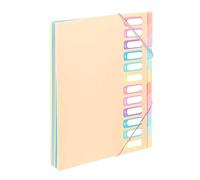 Viquel - Trieur Document A4 avec 12 Compartiments - Organisateur de bureau extensible - Porte document A4 avec index - Fermeture par élastique - Rainbow Pastel Beige