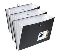 VIQUEL - Trieur extensible A3 pour dessin ou documents A3 - Trieur grand format 6 positions - Noir (Lot de 3)