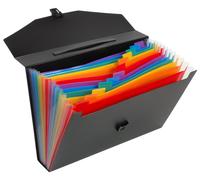 Viquel Trieur malette Rainbow Class en polypropylène - 12 compartiments A4 extensibles - Noir /Multicolores