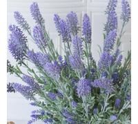VIRELLO Fleurs de lavande artificielles, tiges réalistes en plastique de 47 cm avec texture pelucheuse pour décoration de mariage, maison, jardin, violet