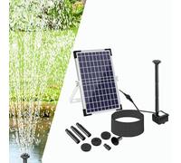 VIRELLO Fontaine solaire à pompe, 10 W 9 V, fontaine à oiseaux avec débit de 500 l/h, 7 buses pour jardin, étang, aquarium, décoration extérieure