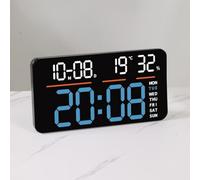 VIRELLO Horloge numérique LED, grande alarme de bureau moderne avec affichage de la température, double alarme, télécommande, 260 x 135 mm