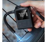 VIRELLO Pompe à vélo électrique, portable, mini compresseur d'air avec affichage numérique, 130 psi haute pression, gonfleur pour moto, ballon de sport, noir