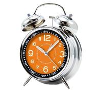 VIRELLO Réveil en métal, mécanique bruyante avec mouvement de balayage silencieux, veilleuse, affichage 24h, horloge de bureau de 10,2 cm pour chambre d'étudiant, argenté