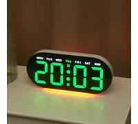 VIRELLO Réveil LED avec alimentation USB, grand écran, horloge de bureau numérique avec lumière ambiante, température, calendrier perpétuel, variateur d'intensité à 4 niveaux pour chambre à coucher