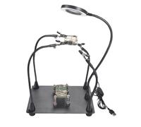 VIRELLO Support de soudage, station de réparation PCB rotative à 360 degrés avec loupe 3x, 5 bras flexibles, lumière LED double mode, alimentation USB