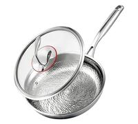 Virelynx Pure Titanium Frying Pan Hammered Nonstick Skillet Lid Included | Premium pure titanium skillet with hammered design, healthy chemical free surface, designed for gas and induction L