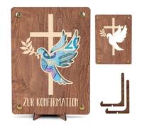 Virkwuy Cadeau Confirmation en Bois, Cadeau en Bois pour Joyeux, Carte Cadeau en Bois, Cadeaux en Espèces en Bois, pour Embellissement Décoratif, Présentoir Stable, Adapté Aux Célébrations des Fêtes