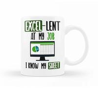 VIROSA Tasse à café en céramique « Excel-Lent at My Job, Know My Sheet » | Cadeau amusant pour collègue de travail, bantière, amant de tableur | Idéal pour patron, collègue, comptable ou analyste de