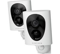 VIRTAVO Caméra de Surveillance Extérieure sans Fil 2K QHD, Batterie Rechargeable, Vision Nocturne Couleur Starlight, Détection de Mouvement PIR, Audio Bidirectionnel, Étanche, WiFi 2,4 GHz, Lot de 2