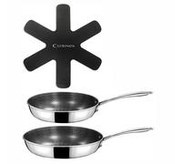Cuisinox - Poêles Virtuo 24 & 28 cm - Fond triply, antiadhésif, induction - 1 feutrine 28 cm