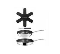 - VIRTUO - 1 wok 24cm, 1 poêle 28cm, 1 feutrine 28cm, 1 couteau d'office gris