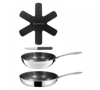 CUISINOX - Virtuo - Set cuisson et coutellerie - Fond triply, revêtement antiadhérent - Compatible tous feux dont induction - Finition satinée - Sans PFOA et PFAS - Made in France