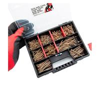 Vis a bois assortiment 325 pièces, autotaraudeuse zingué jaune, autoforeuse, boite a vis compartimentée, coffret visserie, panneau bois, bricolage professionnel, Lun Fix