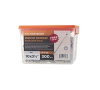 Vis à bois en acier inoxydable 316 #10 x 3-1/2, vis à bois autotaraudeuses avec entraînement en étoile Torx T25, type 17, 1 embout gratuit inclus (naturel, 300), par YYL FASTENER